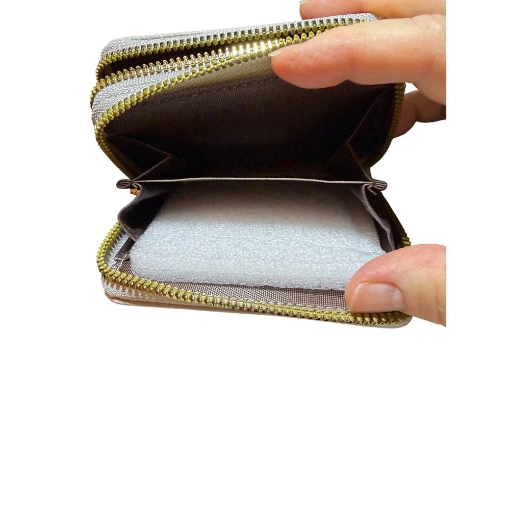 Dachshund Wallet Women Small Beige New Double Zip‎ Accordion